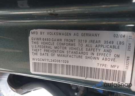 2004 Volkswagen Touareg V8 из США, поврежденный, VIN WVGCM77L24D061029